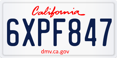 CA license plate 6XPF847