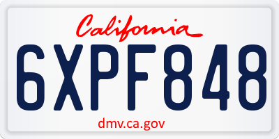 CA license plate 6XPF848
