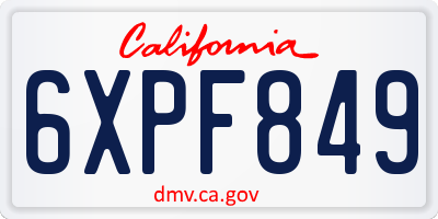 CA license plate 6XPF849