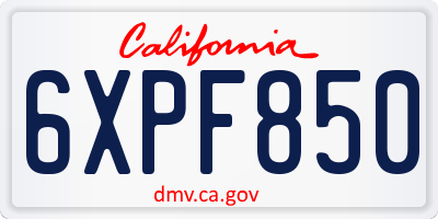 CA license plate 6XPF850