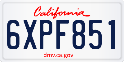 CA license plate 6XPF851