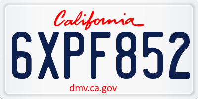 CA license plate 6XPF852