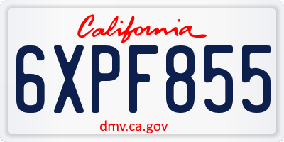 CA license plate 6XPF855