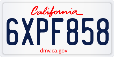 CA license plate 6XPF858
