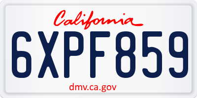 CA license plate 6XPF859