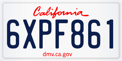 CA license plate 6XPF861