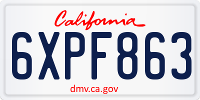 CA license plate 6XPF863