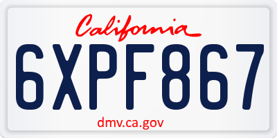 CA license plate 6XPF867