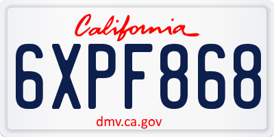 CA license plate 6XPF868