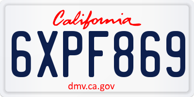 CA license plate 6XPF869