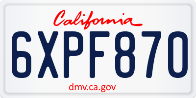 CA license plate 6XPF870