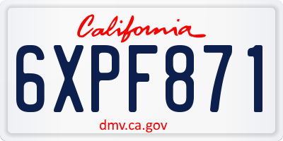 CA license plate 6XPF871