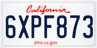 CA license plate 6XPF873