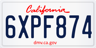 CA license plate 6XPF874