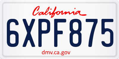 CA license plate 6XPF875