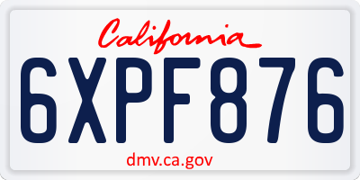 CA license plate 6XPF876