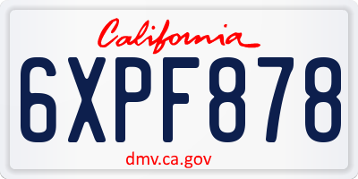 CA license plate 6XPF878