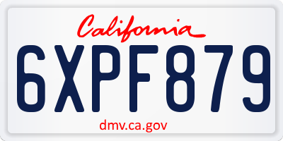 CA license plate 6XPF879