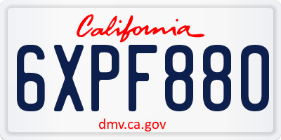 CA license plate 6XPF880