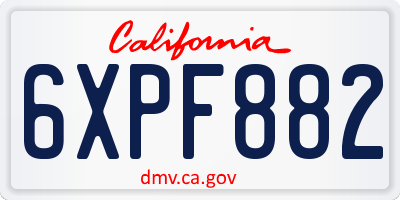 CA license plate 6XPF882