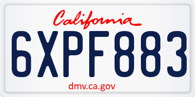 CA license plate 6XPF883