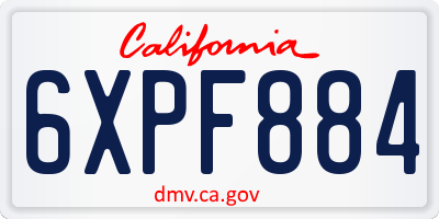 CA license plate 6XPF884
