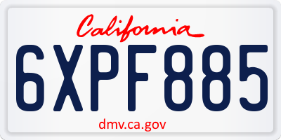 CA license plate 6XPF885