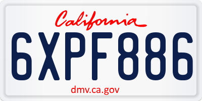 CA license plate 6XPF886