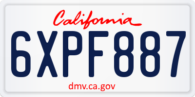 CA license plate 6XPF887