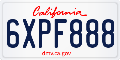 CA license plate 6XPF888