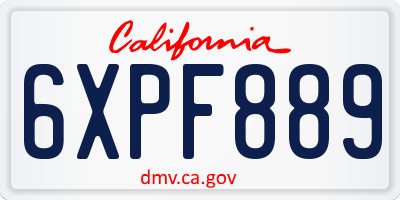 CA license plate 6XPF889