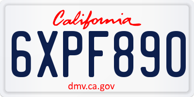 CA license plate 6XPF890