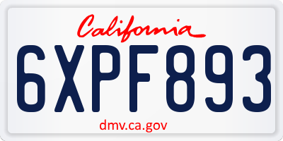 CA license plate 6XPF893