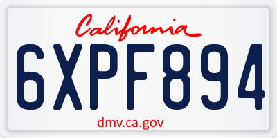 CA license plate 6XPF894