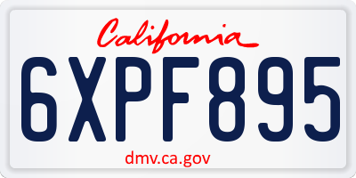 CA license plate 6XPF895