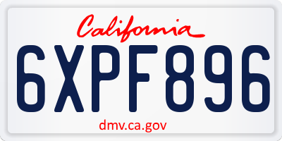 CA license plate 6XPF896
