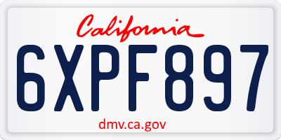 CA license plate 6XPF897