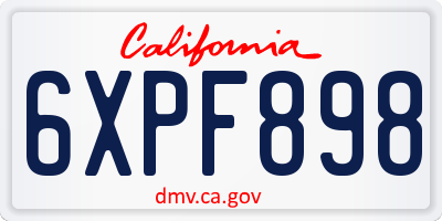 CA license plate 6XPF898