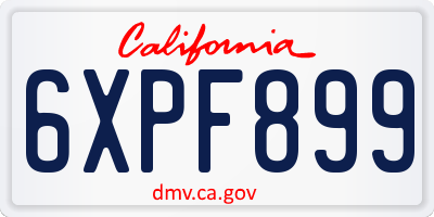 CA license plate 6XPF899