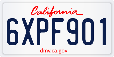 CA license plate 6XPF901