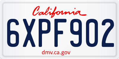 CA license plate 6XPF902