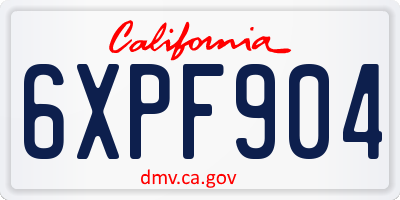 CA license plate 6XPF904