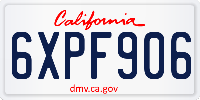 CA license plate 6XPF906