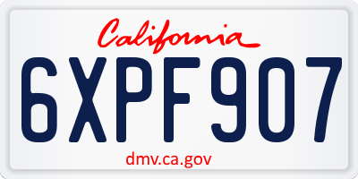 CA license plate 6XPF907