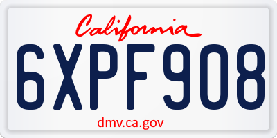 CA license plate 6XPF908