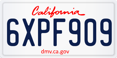 CA license plate 6XPF909