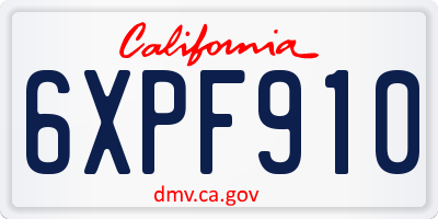 CA license plate 6XPF910