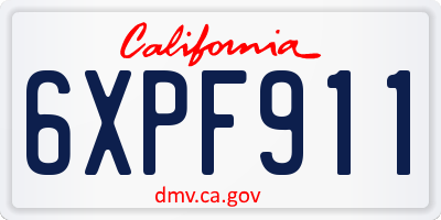 CA license plate 6XPF911