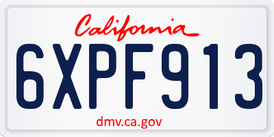 CA license plate 6XPF913