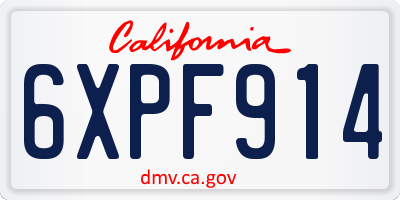 CA license plate 6XPF914